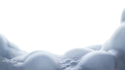 close up of foamy soapy bubbles with copy space  . Isolated on transparent background, png