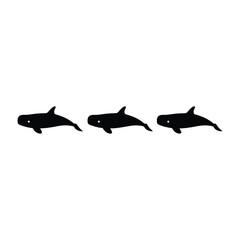 Fototapeta premium Whale Pod Silhouette Group Vector