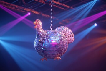Funky Disco Ball Turkey in a Nightclub - Thanksgiving Party