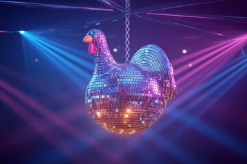 Thanksgiving Just Got Funky – Shiny Disco Ball Turkey with Stage Lights, Thanksgiving Party