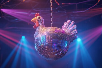 Funny Disco Turkey Lights Up the Dance Floor – Hilarious Thanksgiving Party Disco Ball Concept