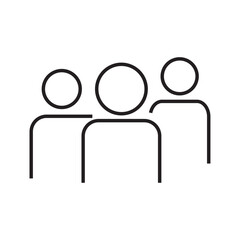 Family of three icon in minimal black line style. Teamwork Group People Outline Vector Icon. People Icon work group Team Vector. Websites and blogs can use it for themes of networking, collaboration.