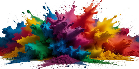 Unicorn colorful background, rainbow pattern, glitter vector texture, pastel fantase design, colorful rainbow holi paint color powder explosion isolated white wide panorama background