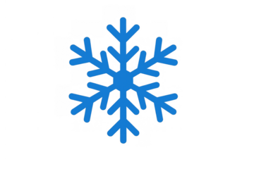 Blue snowflake icon representing winter, cold, freeze, christmas, and weather conditions on transparent background