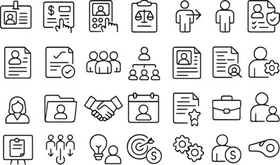 Business startup icon set. Entrepreneurship and new venture related line icons: launch, idea, innovation, funding, team, growth, pitch, planning, strategy