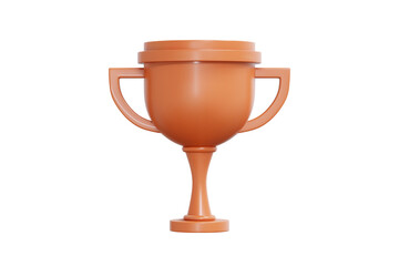 3D Bronze Winner Trophy icon. Champion cup. 3rd place award in sports and football. Victory success concept. 3D Vector illustration