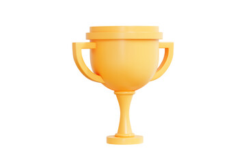 3D Golden Winner Trophy icon. Champion cup. 1st place award in sports and football. Victory success concept. 3D Vector illustration