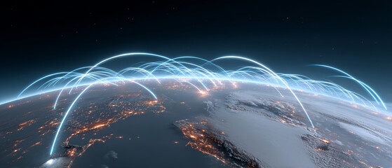 A digital illustration or graphic representation of a global network or internet connectivity.