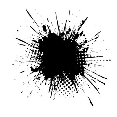 Splatter Paint Texture . Black Spray Blot of Ink. Place illustration Over any Object to Create Grungy Effect . hand drawn. Not AI, Vector