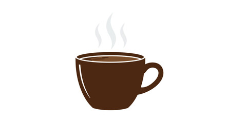 A simple illustration of a dark brown cup with steaming hot beverage