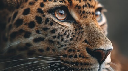 Captivating close-up of a leopard's face revealing its intricate patterns