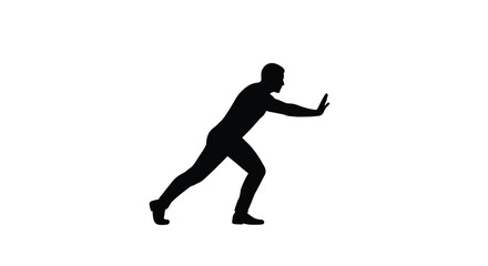 Silhouette of a man pushing or resisting an invisible force