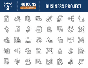 Business Project line icon collection. Vector
illustration with editable strokes
