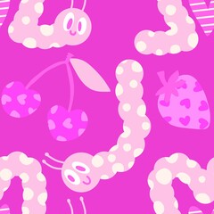 Kids seamless caterpillar cute pattern for fabrics and textiles and packaging and linens and wrapping paper