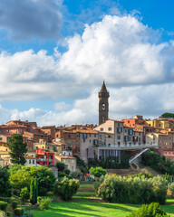 Fototapeta premium Peccioli Historic Village Skyline and Church Tower, Tuscany