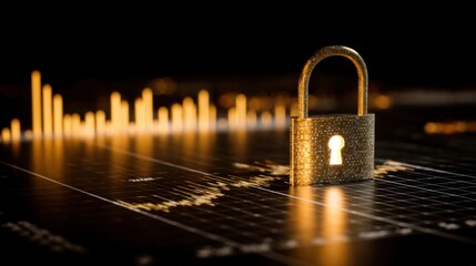 Secure Financial Data Visualization with Lock and Stock Market Graphs Representing Protection and Privacy in Digital Finance