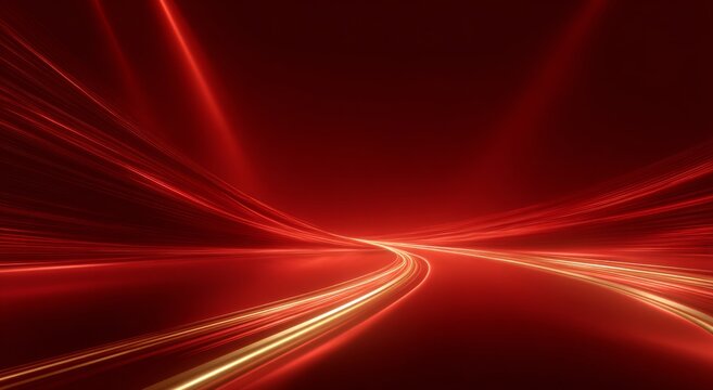 A Dynamic Journey Through Ethereal Red Light Trails and Radiant Glows Invoking a Sense of Speed and Motion in an Abstract Landscape