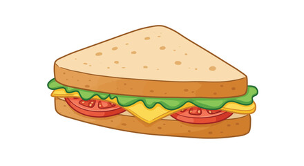 A colorful cartoon illustration of a triangle shaped sandwich with fillings