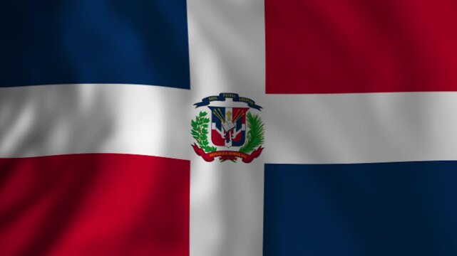 Waving dominican republic flag in a gentle breeze