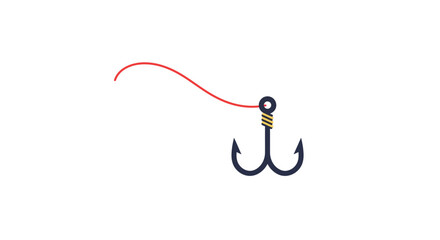 Simple illustration of a fishing hook with a red line attached