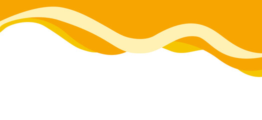Abstract wave header with smooth flowing curves in warm orange, yellow tones, modern decorative template for dividing elements on landing pages, banner, web design background