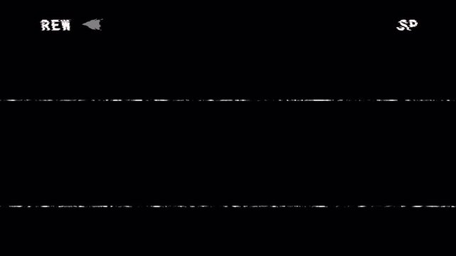 4K VHS Alpha Channel Effect Overlay, Analog Video Rewind Glitch Distortion, Retro OSD Tracking Lines Loop