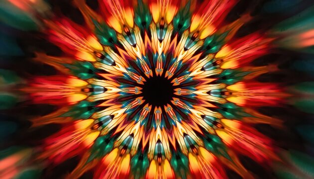 Vibrant abstract radial burst with motion blur effect, colorful swirl pattern, dynamic energy, bright hues, kaleidoscope design, futuristic visual, concentric circle, bright light rays, colorful