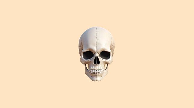 A 3D digital rendering of human skull, realistic anatomy and technology visualization concept.