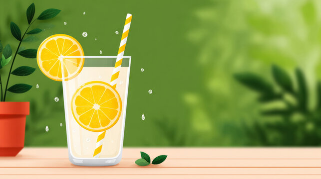 Refreshing bank holiday celebration with ice-filled lemon drink on a sunny day - Powered by Adobe