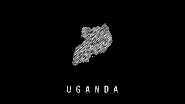 Uganda animated scribble map on black background