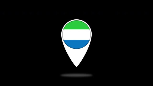Sierra leone flag marker bouncing on black background