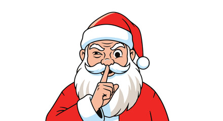 Funny Santa Claus Winking and Holding Finger to Lips - Shhh Christmas Secret Concept