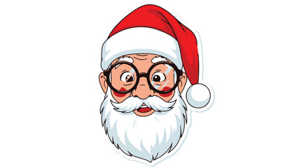 Funny Santa Claus Face with Glasses and Red Hat - Christmas Holiday Character