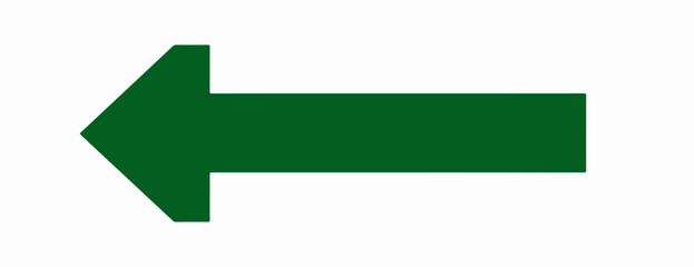 Freccia vettoriale verde isolata su sfondo bianco, simbolo di direzione