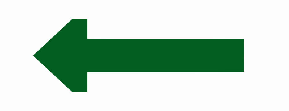 Freccia vettoriale verde isolata su sfondo bianco, simbolo di direzione