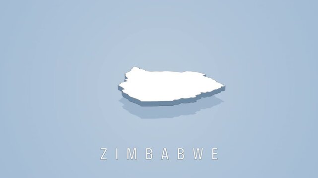 Zimbabwe floating map rotating on blue background