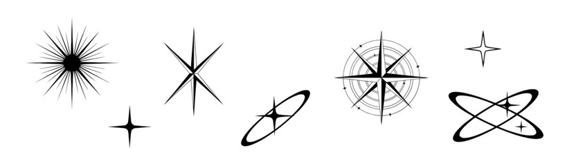 Collection of Abstract Star Shape Graphic Elements on White Background © liubomir118809