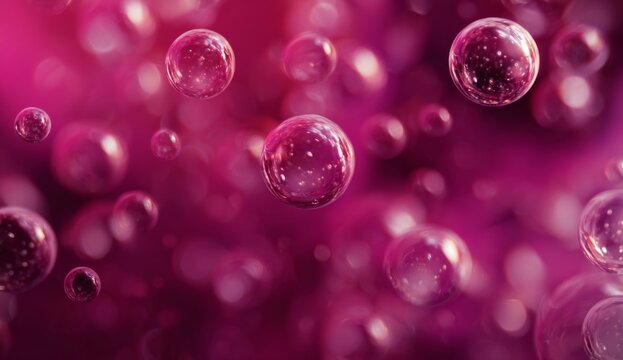 A Beautiful Display of Floating Bubbles in a Dreamy Pink Background, Capturing the Essence of Lightness and Fluidity