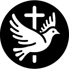 Dove and Cross Icon Vector