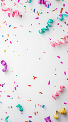 Obraz premium Modern minimalist birthday celebration design with colorful confetti for party decor