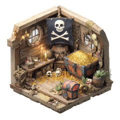 3D Isometric Pirate Room 