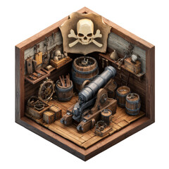 3D Isometric Pirate Room 