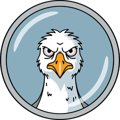 Angry Seagull Head Badge Icon
