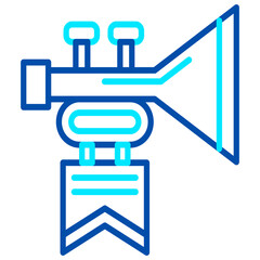 The victory bugle icon and the hanging cloth emblem are perfect for conveying themes of victory, parades, and the armed forces.