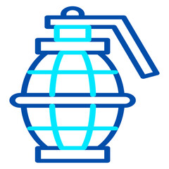 Outline of a hand grenade with a safety pin and lever, representing military action and army equipment.