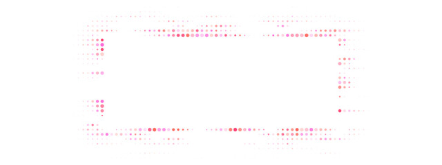 Obraz premium Abstract digital frame with glowing red and pink dots on a transparent background, futuristic technology concept