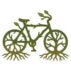 Eco Bicycle Symbol Nature Tree Roots Design
