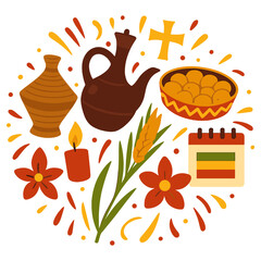 Ethiopian Holiday Celebration Elements Traditional Festive Gathering