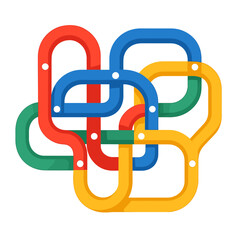 Interconnected Colorful Abstract Tube Maze Design