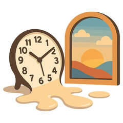 Melting Clock Surreal Dreamlike Landscape Art